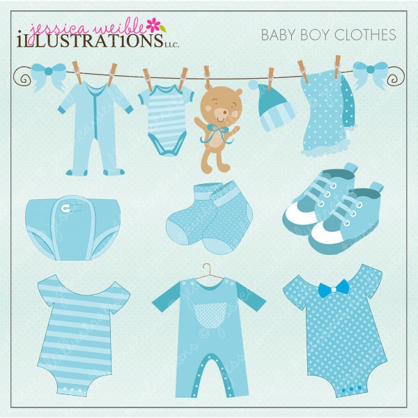 Baby Boy Clothes Cute Digital Clipart for Card Design, Scrapbooking, and Web Design Il_170x135