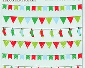 Christmas Bunting V2 Brighter Cute Digital Christmas Clipart for Card Design, Scrapbooking, and Web Design Il_170x135