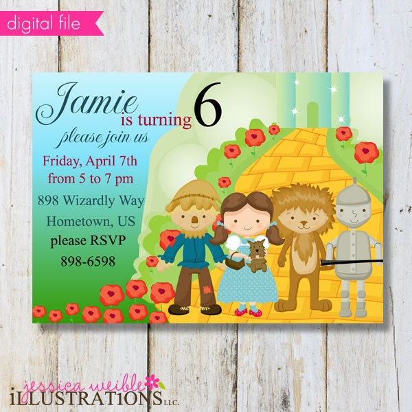 Wizard of Oz Theme V1 Premade Printable Invitation Card Invite, Commercial Use, Personal Use, U PRINT Il_570xn