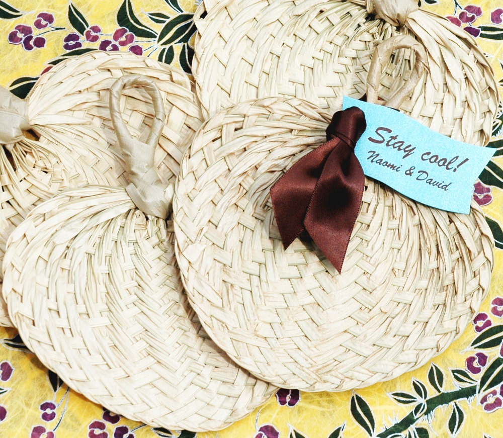 Lot of 65 - Mini Palm Woven Fan - Great for Wedding Crafts - Place card Escort Cards