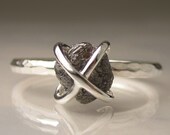Rough Diamond Engagement Ring - Caged Diamond in Recycled Sterling Silver