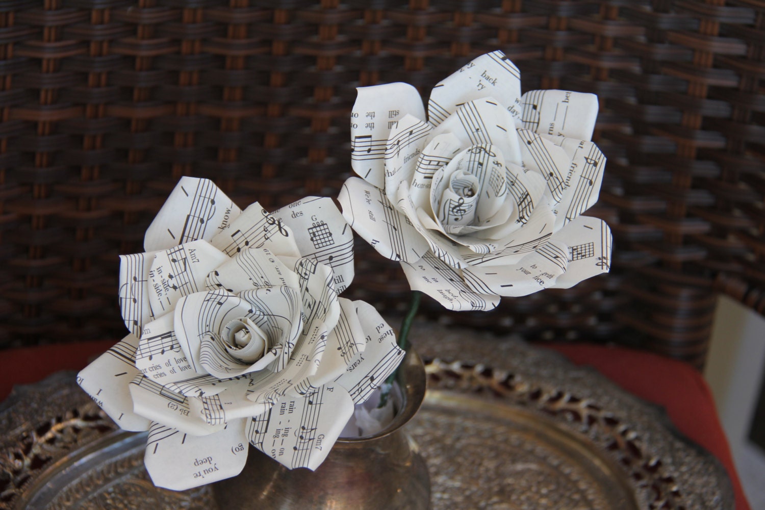 Vintage Sheet Music Roses- set of Two