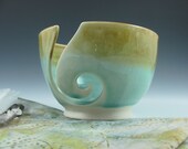 Ceramic Yarn Bowl in Aqua Blue Green Wheelthrown, Handmade by Licia Lucas Pfadt