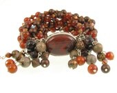Glass Bead Bracelets-Statement Jewellery-Cuff Style Bracelet-OOAK Bracelet-Handmade Bracelet-Jasper-Carnelian Beads-Red,Brown,Bronze,Ambers