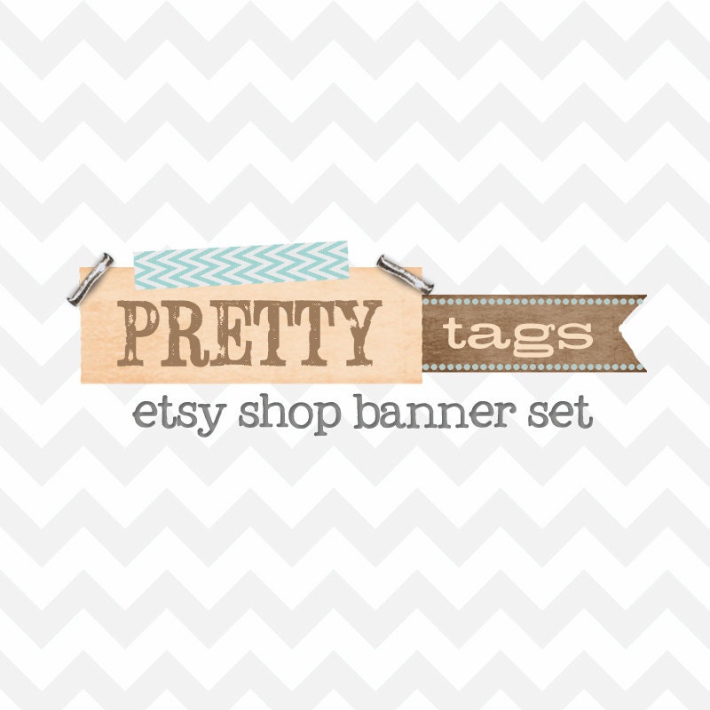 Etsy Shop Banner Set. Pretty Tags. Vintage Rustic Boho Shabby Chic, Spring Shop Makeover Series.