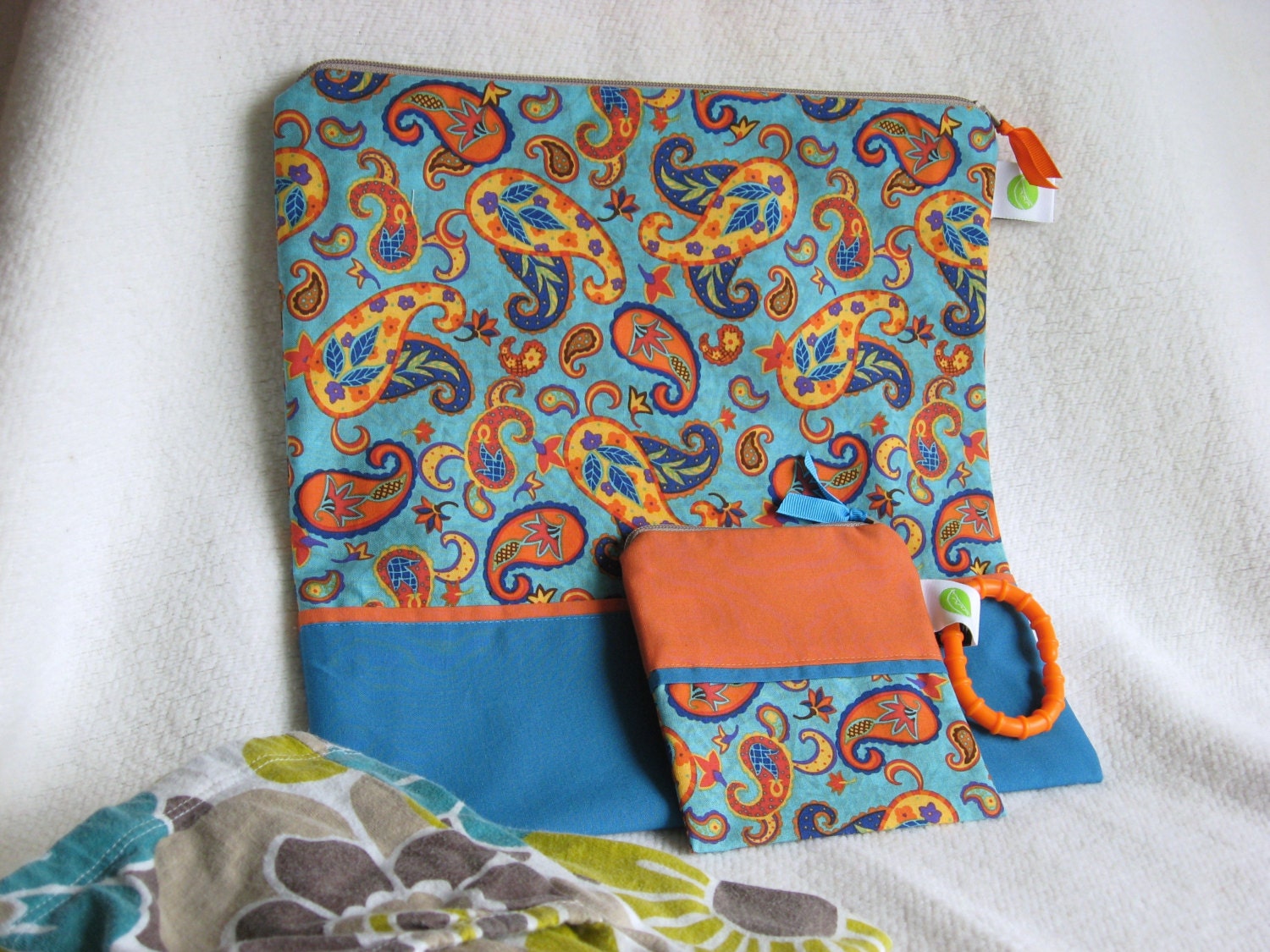 Baby Shower Gift Set, Wet Bag Set, Diaper Bag Set  - 12" Wet Bag & 5" Pacifier Pouch - Zippered, Reusable, Washable, Eco-Friendly