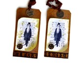 Father's Day Seampunk Gift Tags  Hand Stamped Set of 2   Approx.3.00"x 6.25".
