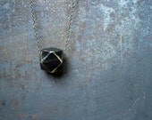Black Gold Geometric Wood Necklace - Boho Necklace - Single Nugget