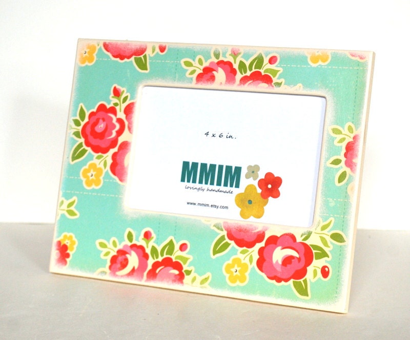 4 x 6 Picture Frame - Spring Flowers Picture Frames - Teal