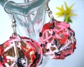 Earrings Pendant set -Hand painted electric pink art jewelry