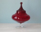 Vintage Red Enesco Glass Candy Dish