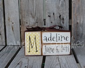 Baby boy girl birth name blocks wood custom nursery room decor gift shower personalized announcement