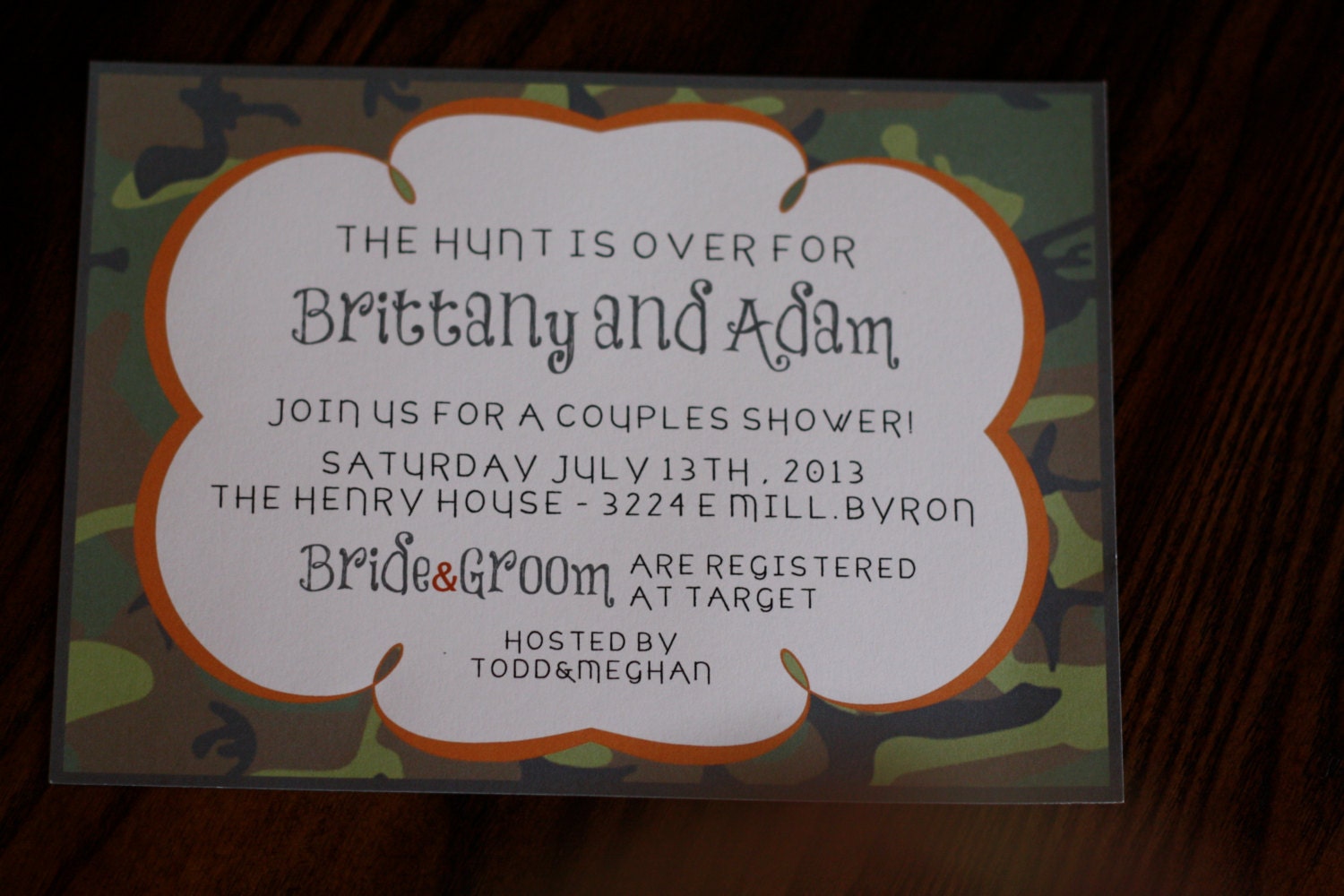 CUSTOM Camouflage Wedding Invitation