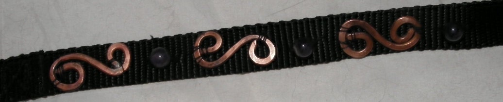 Amethyst and copper safety dog collar