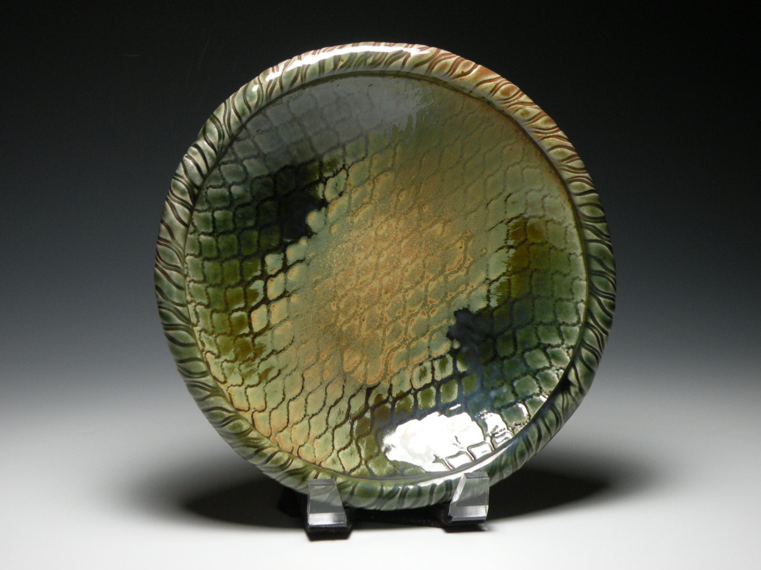 Handmade Green Serving Bowl