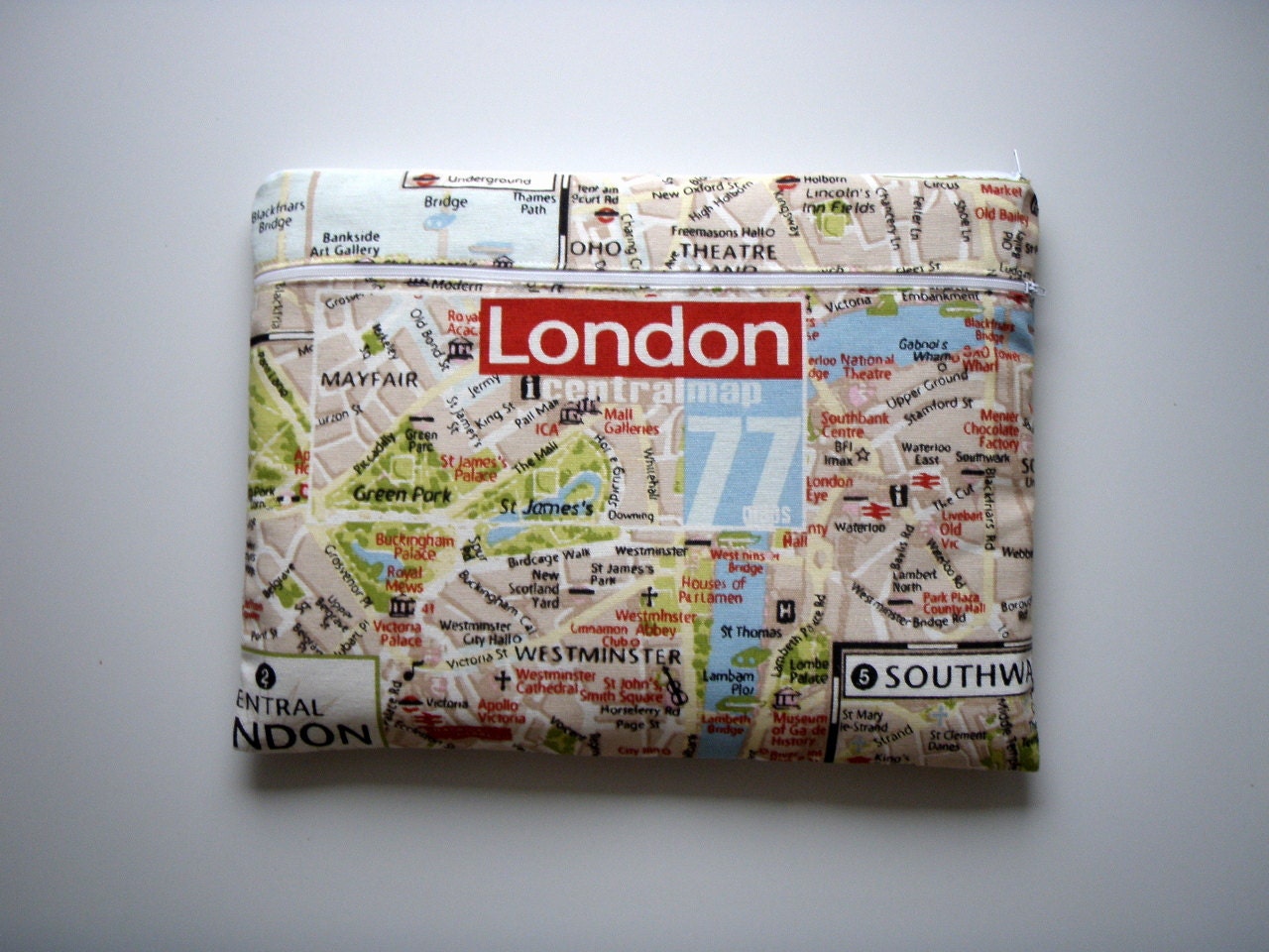 13" Laptop Sleeve London Map Pocket Handmade Macbook Bag Case