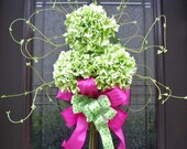 Spring Wreath, Hydrangea Wreath, Lime Hydrangea Bouquet, Spring Door Decorations