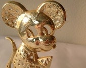 Vintage Brass Mouse Jewelry Holder