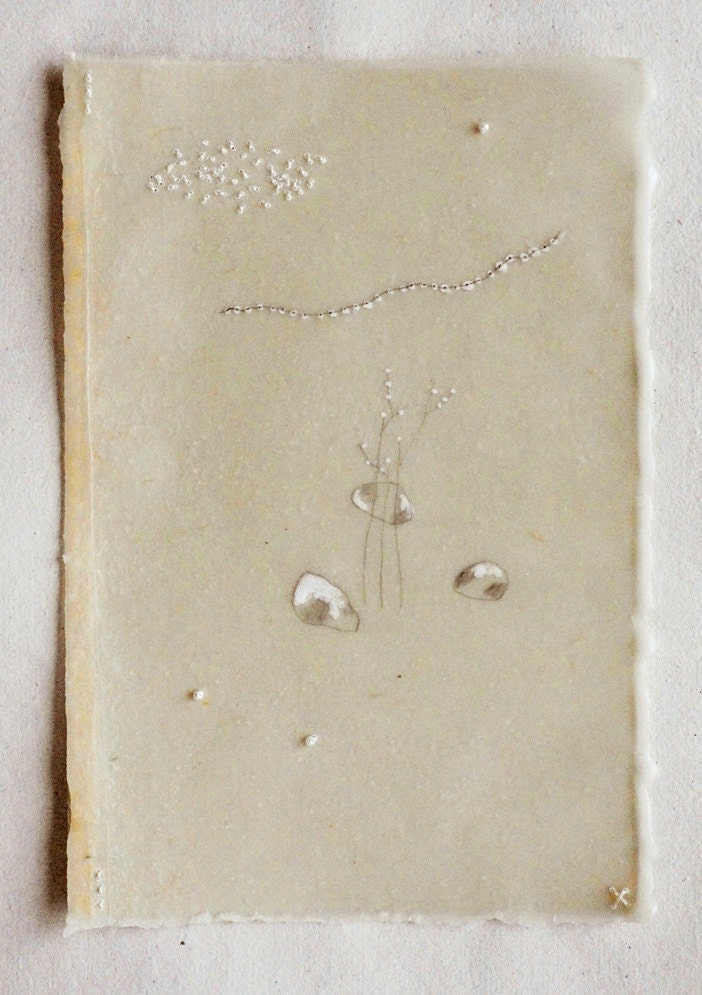 Winter Meditation With Pearls / Mixed Media on Japanese Paper