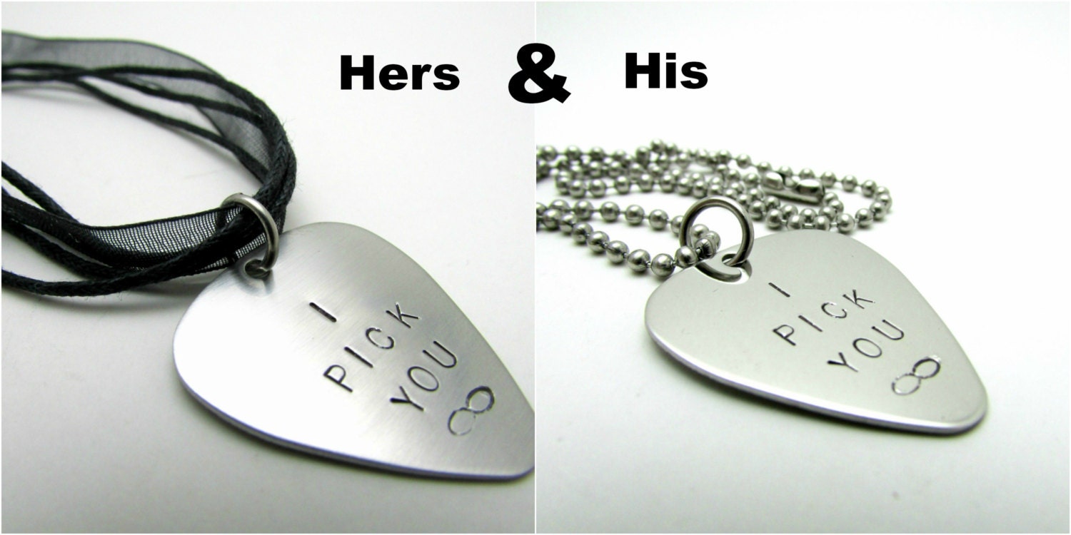ON SALE Couples Necklaces - I Pick You Infinity - His and Hers Guitar Picks