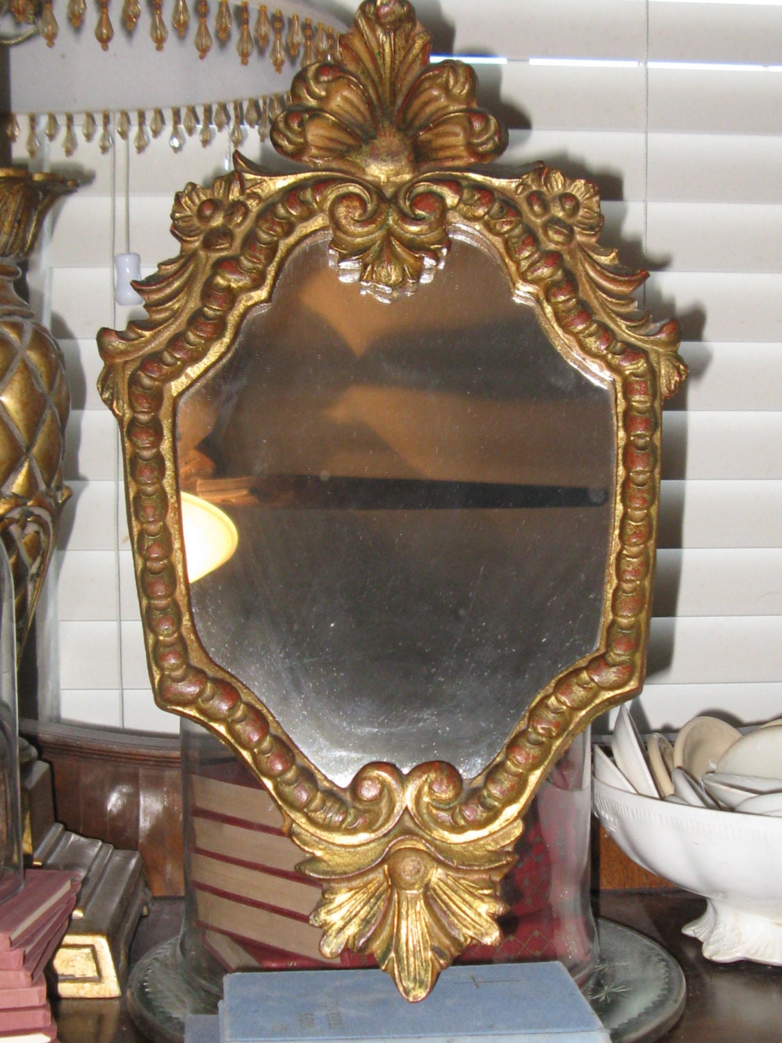 Perfectly Beautiful Italian Carved Mirror Gilded by OkieGirlStuff