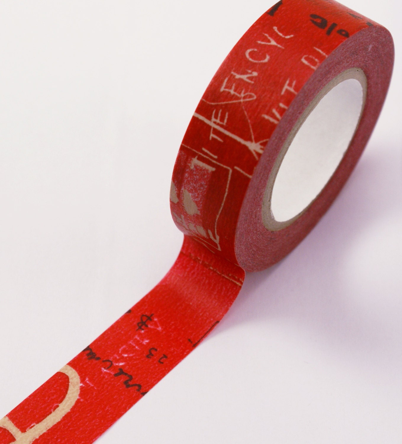 GRAFITTI writing and color blocks on RED Japanese Washi Paper Masking Tape-16.5 Yards