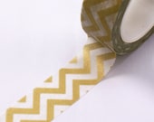 Chevron Zig-Zag METALLIC GOLD and White - Chugoku Washi Paper Masking Tape-11 Yards