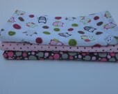 Burp Cloth (set of 3) - Pink Owl