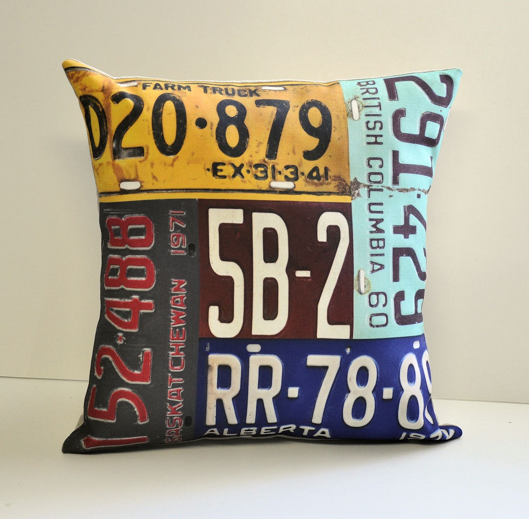 License plate pillow cover - 14x14