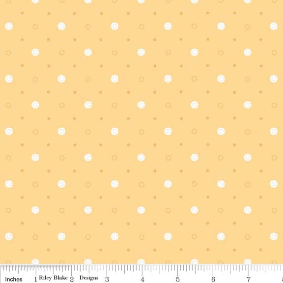 ON SALE - 1 yard Polka Dot Stitches Yellow Stitches by Riley Blake