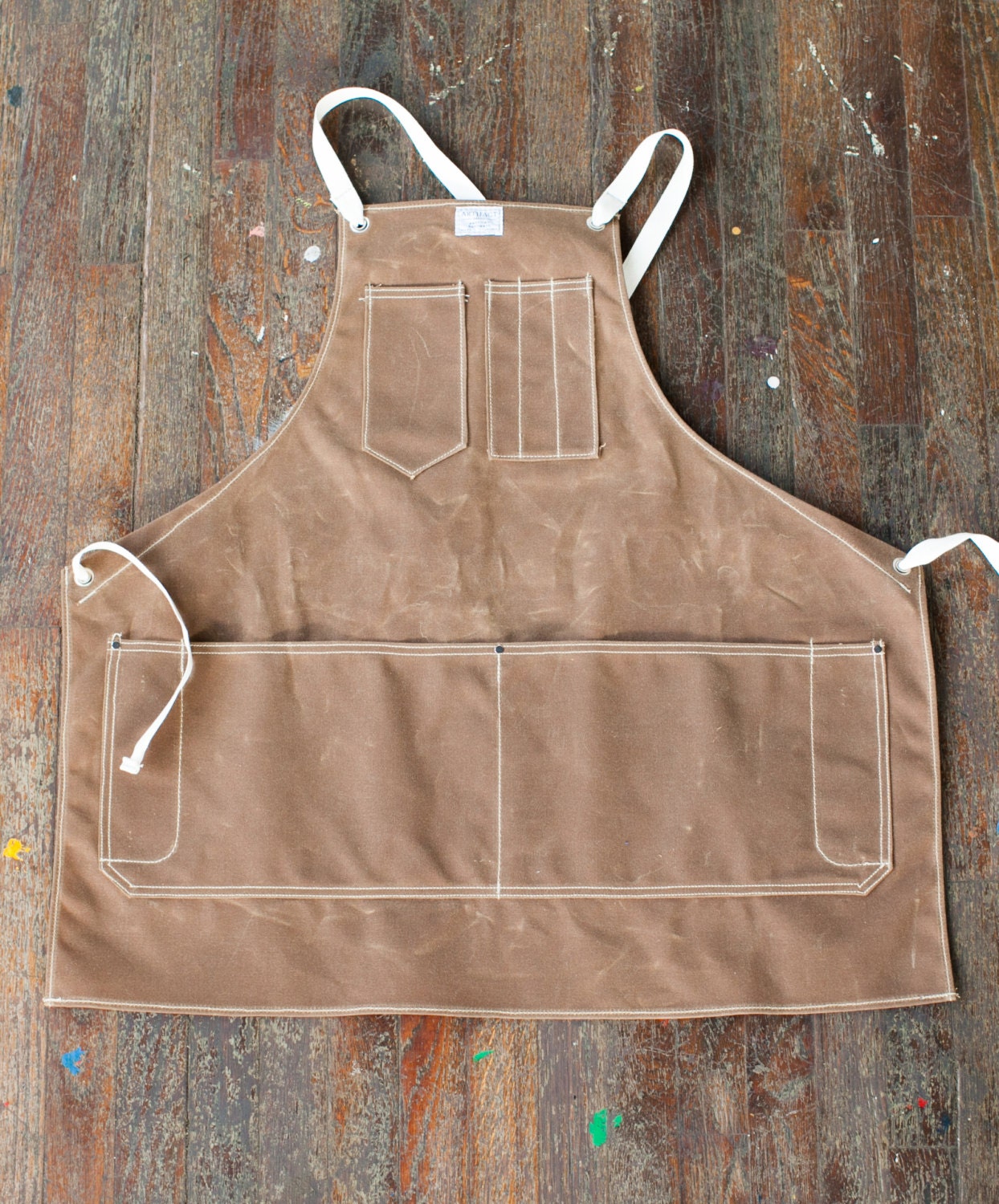No. 325 Artisan Apron in Rust Waxed Canvas & Cotton Tape