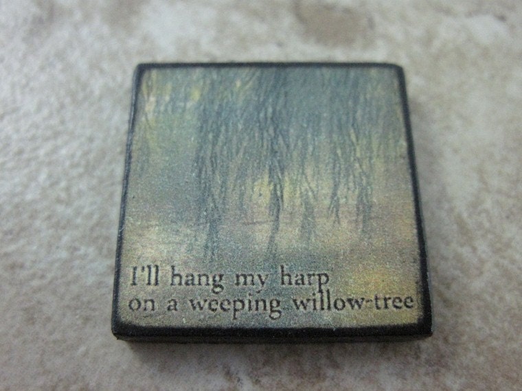 Tree Pendant 1X1 NEW Custom Drilled Ephemera TreeTile Weeping Willow Theme