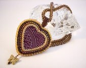 Reversible Golden Plum Heart Necklace