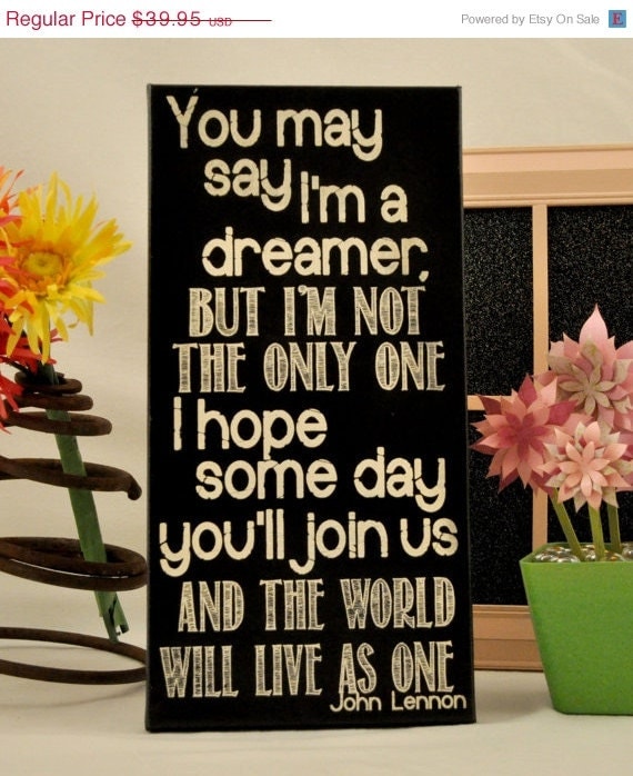 Mad-4-Grads Super Sale Imagine - John Lennon - Canvas Art wall decor, for Home, Office, Dorm, Bedroom, Kids Room wall art