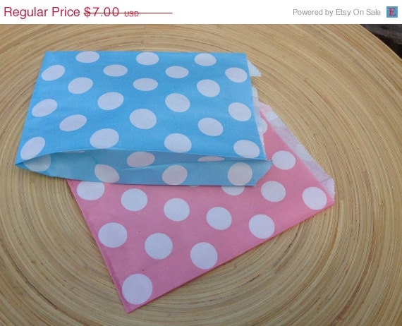 ON SALE NOW Chevron and or Polka Dotted Gusseted Favor Treat Bags.. 24Ct..Pink and Blue perfect for gender reveals or baby showers