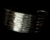 Silver CUFF Handforged Stainless Steel Men's or Women's Textured on the Artist's Anvil Signed by Artist, Robert Aucoin