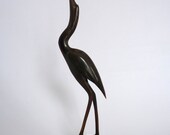 Mid Century Hand Carved Horn Crane Bird Figurine