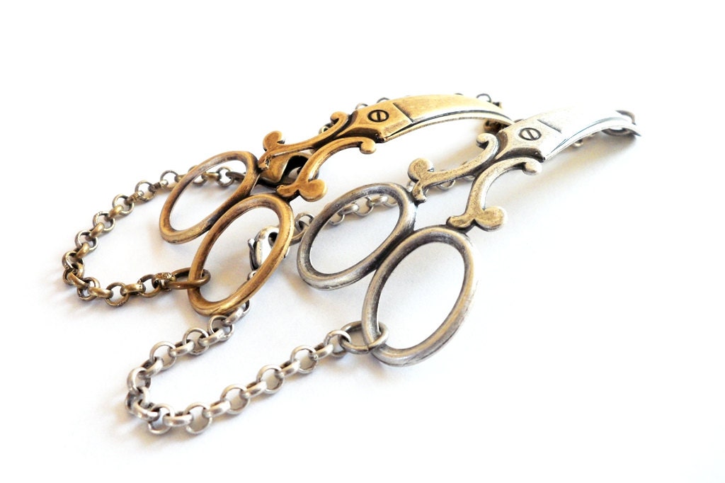 Steampunk Scissor Bracelet- Antique Brass Finish