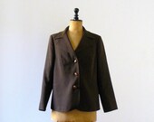 20% OFF SALE Vintage 1970s brown blazer. hazel brown buttons jacket