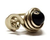 Wire Wrap Metal Ring with Black Onyx stone