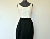 Sale... 1950s cocktail dress / 50s 60s dress / 1950s 50s dress silk taffeta sequin lace