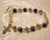 Shiny Silver and Blue Semi Precious Stone Bracelet