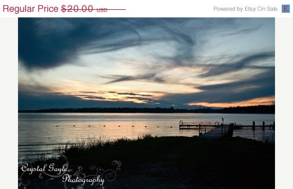5x7 Sunset Print Sunset At The Lake Beach Photography Outdoor Silhouette