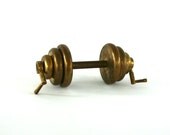 Vintage Brass Barbell. Weight Lifting. Metal Toy. Bar Bells. Gold. Golden. Dudes Gift. Valentine Gift. Unique Gift For Him. Funny. Eclectic.