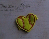 Heart Softball Hair Clip