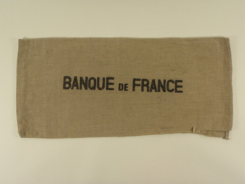 BURLAP BAG FRENCH Banque de France Sack for pillow cover