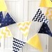 9 Feet Fabric Banner, 21 Flag Bunting, Navy Blue Anchor, Yellow Chevron, Polka Dot, Baby Boy Nursery Decor, Baby Shower