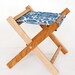 Handmade Oak camping stool with folkloric  fabric