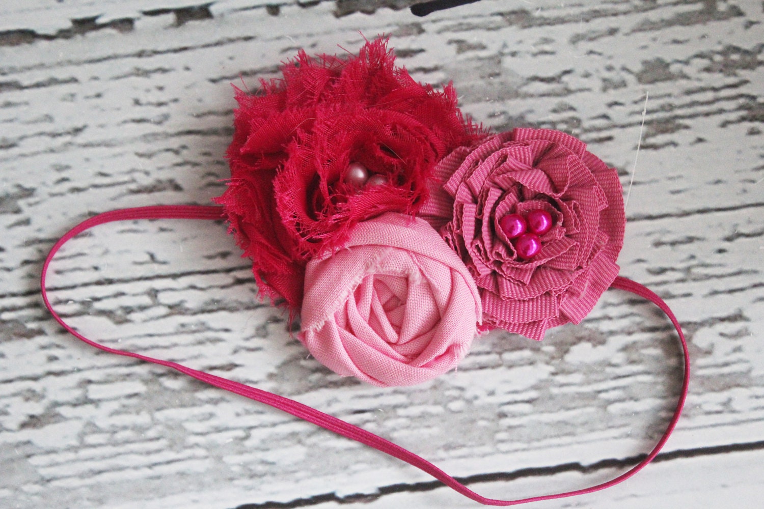 Back To The Fuchsia-  shades of pink and fuchsia chiffon flower, ava flower and rosette headband
