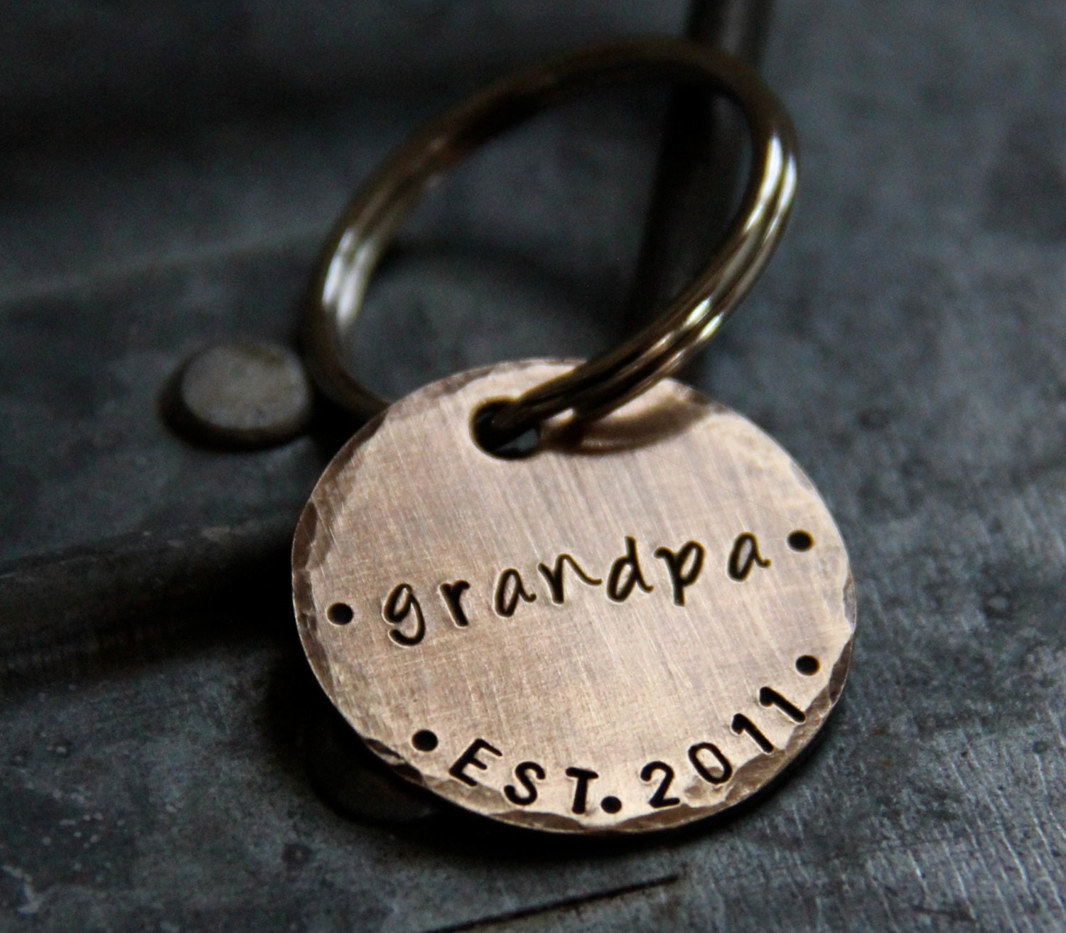 Custom Keychain for Grandpa / Grandma - 1'' Bronze - You Pick the Year - Great for Fathers/Mothers Day or New Parents